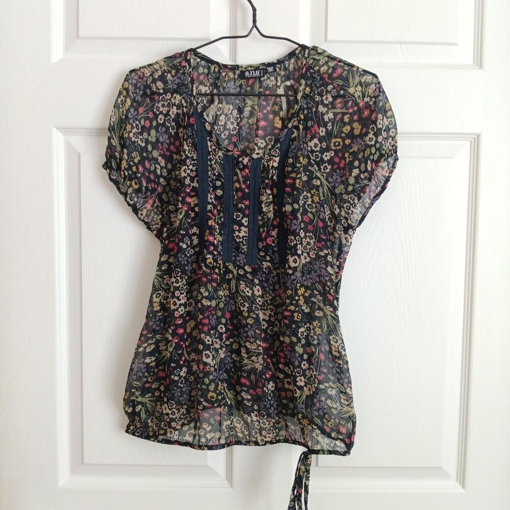 a.n.a A New Approach sheer chiffon floral blouse PL